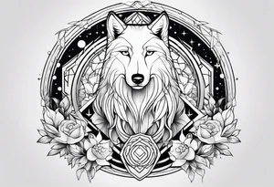 Futuristic design for Virgo and wolves tattoo idea