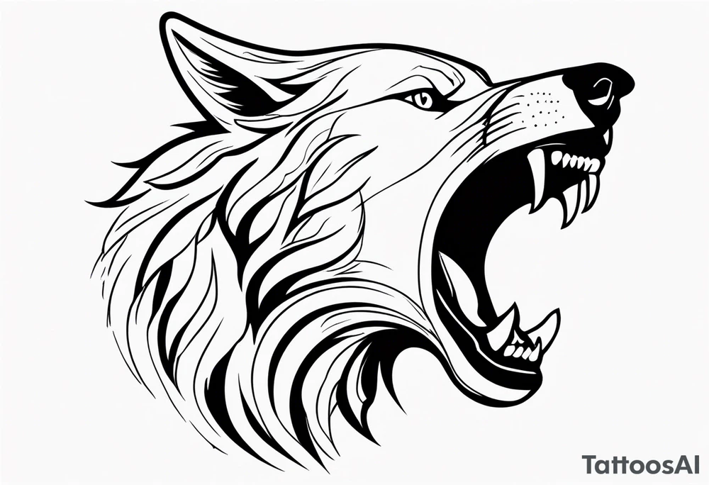 Roaring wolf tattoo idea