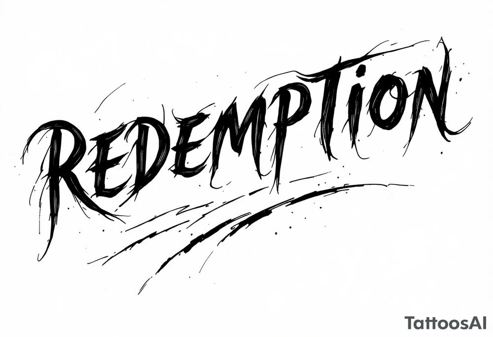 REDEMPTION  in handwritten, cursive, bold tattoo idea