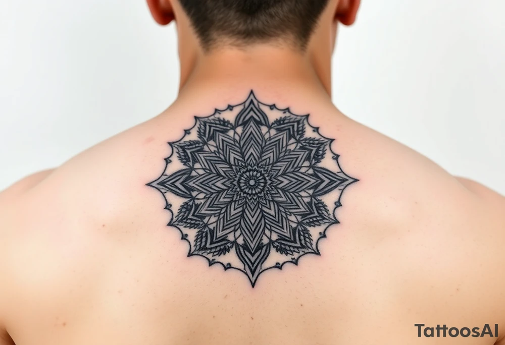intricate mandala with sacred geometry and cosmic elements tattoo idea