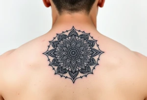 intricate mandala with sacred geometry and cosmic elements tattoo idea