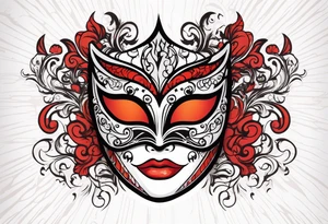 Male masquerade mask with red smoke tattoo idea