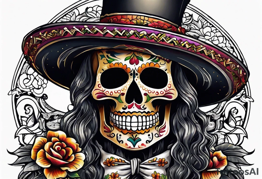 Mexico day of dead  man standing
 skeleton drink 4x6 cm tattoo idea
