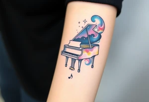 grand piano under the stars swirl treble bass cref tattoo idea