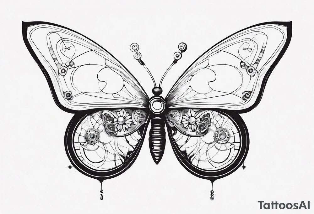 Steampunk-inspired butterfly tattoo idea