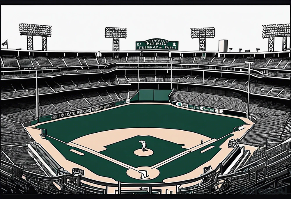 Fenway park walls outline with dog print centered in the middle of the infield tattoo idea
