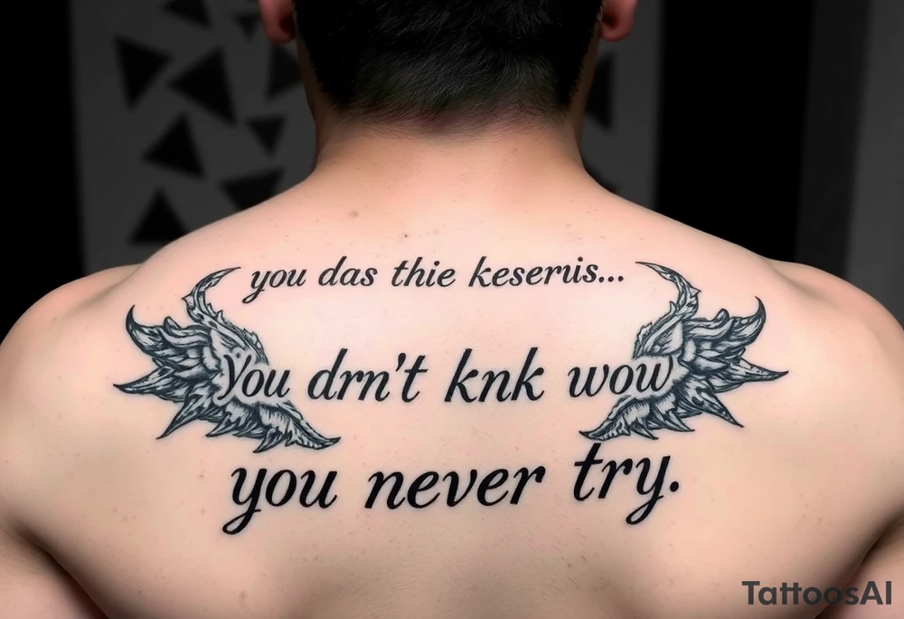 you dont know if you never try, napis w stylu gotyckim tattoo idea