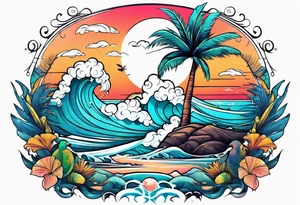 Animal , ocean, palm tattoo idea