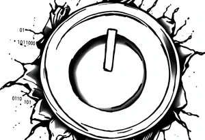 A Power Button with the Binary Text "00100001 01100011 01110000 01110101" Embedded in the background. tattoo idea