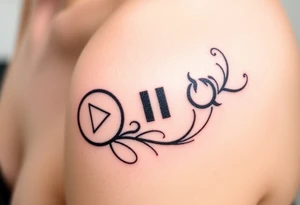 Powerful symbolic of play button, pause button, stop button and rewind tattoo idea