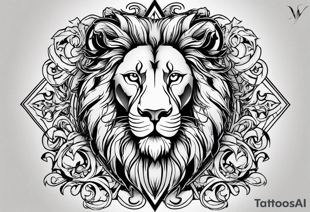 Cross and lion tattoo idea