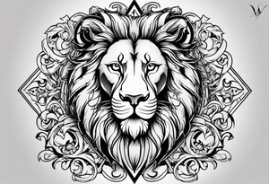 Cross and lion tattoo idea