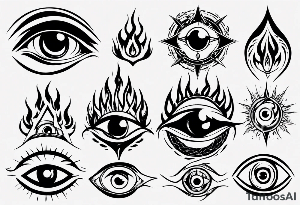 eye with flames tattoo idea