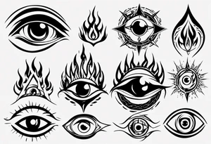 eye with flames tattoo idea