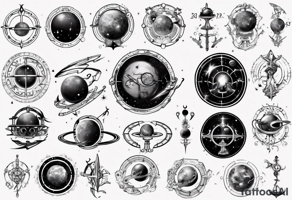 Astronomy, planet, zodiac, libra tattoo idea