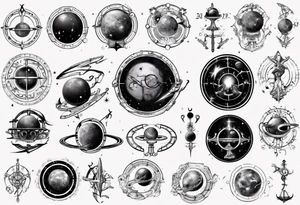 Astronomy, planet, zodiac, libra tattoo idea