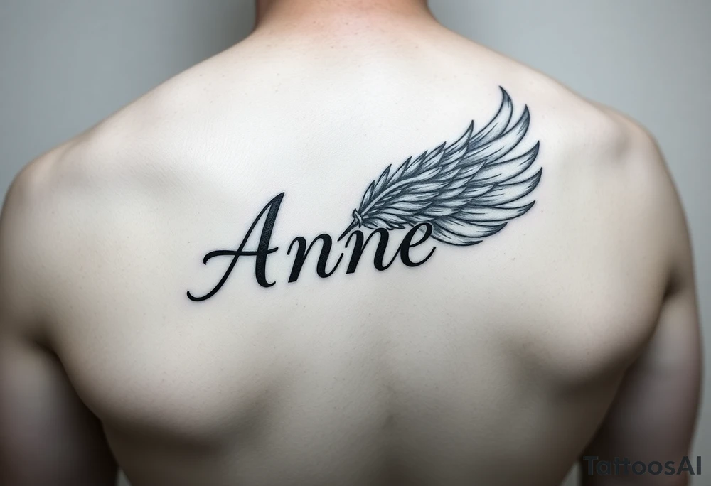 the name Anne in a phoenix feather tattoo idea