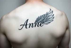 the name Anne in a phoenix feather tattoo idea