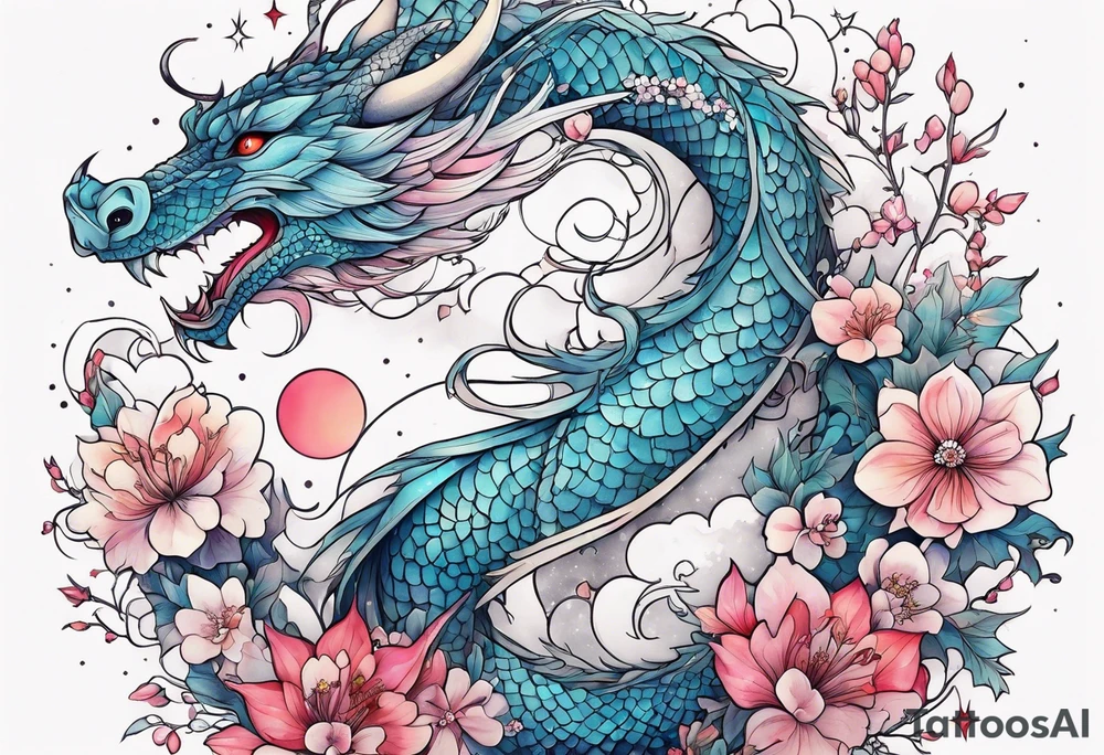 Constellation, wing , snow , cross , dragon female japan kawaii , flower tattoo idea