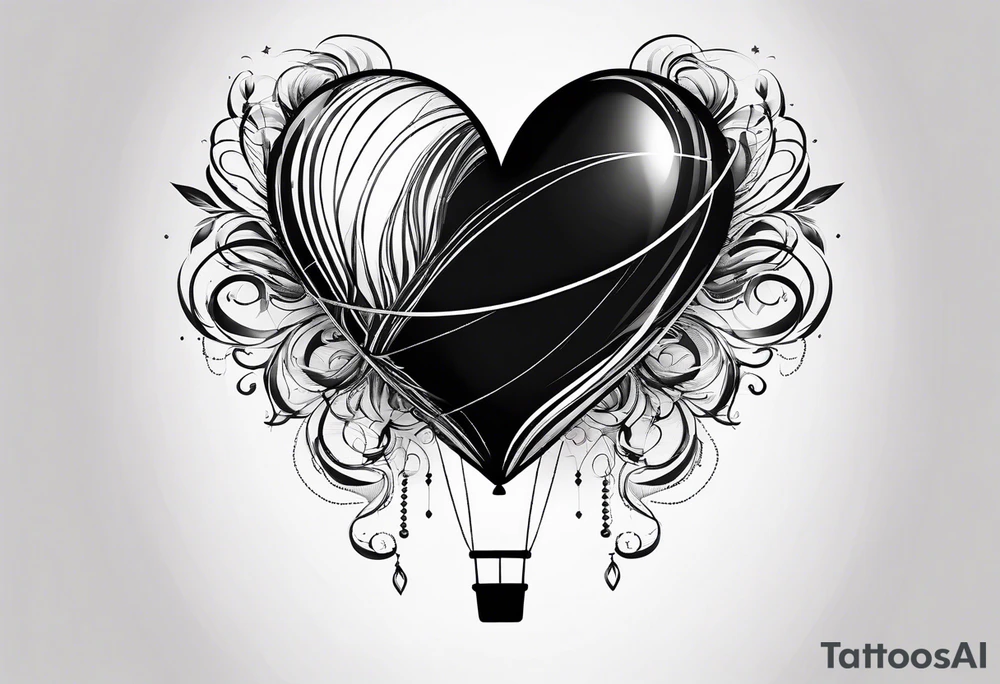 heartshaped party baloon with a strin and pulse heartbeat on a string tattoo idea
