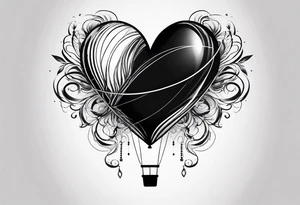 heartshaped party baloon with a strin and pulse heartbeat on a string tattoo idea