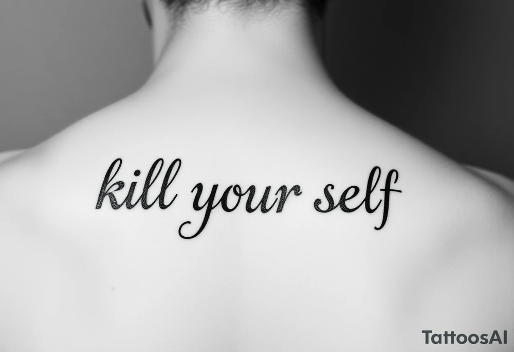 Bad ass don’t that says “kill your self slowly” outline black and white tattoo idea