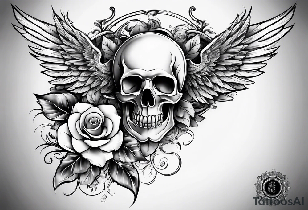 sleeve tattoo full guns and flowers and wings tattoo idea