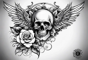sleeve tattoo full guns and flowers and wings tattoo idea