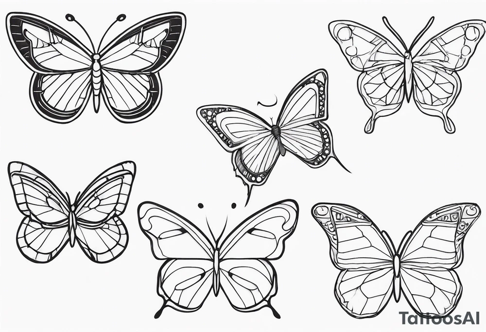 3 fine line butterflies tattoo idea