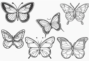 3 fine line butterflies tattoo idea