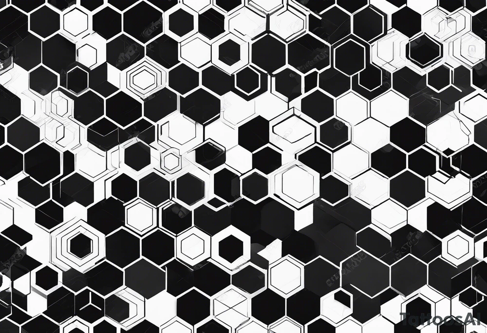 black plain hexagons without texture tattoo idea