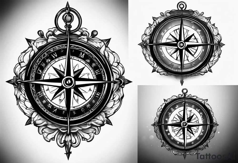 compass with broken chain for inner forearm tattoo idea