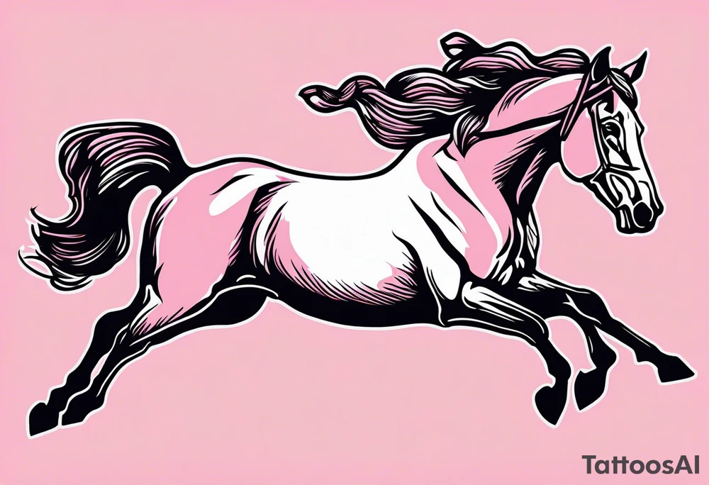 Turn pink ribbon into bucking horse tattoo idea