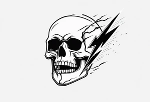 A skull with a lightning bolt striking through it tattoo idea