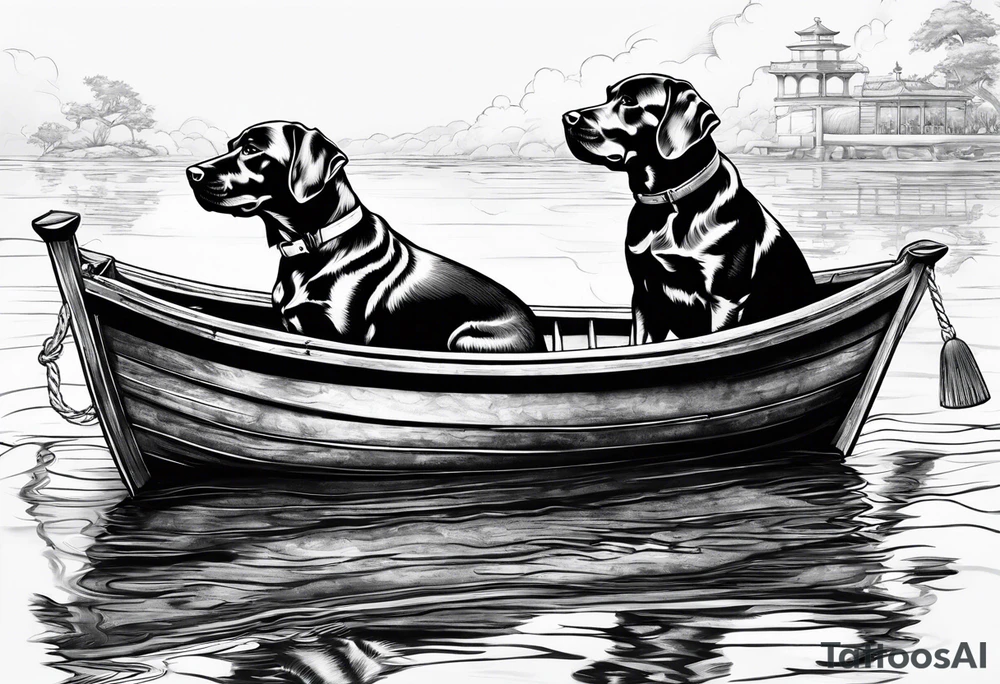 two dogs in a boat tattoo idea