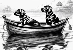 two dogs in a boat tattoo idea