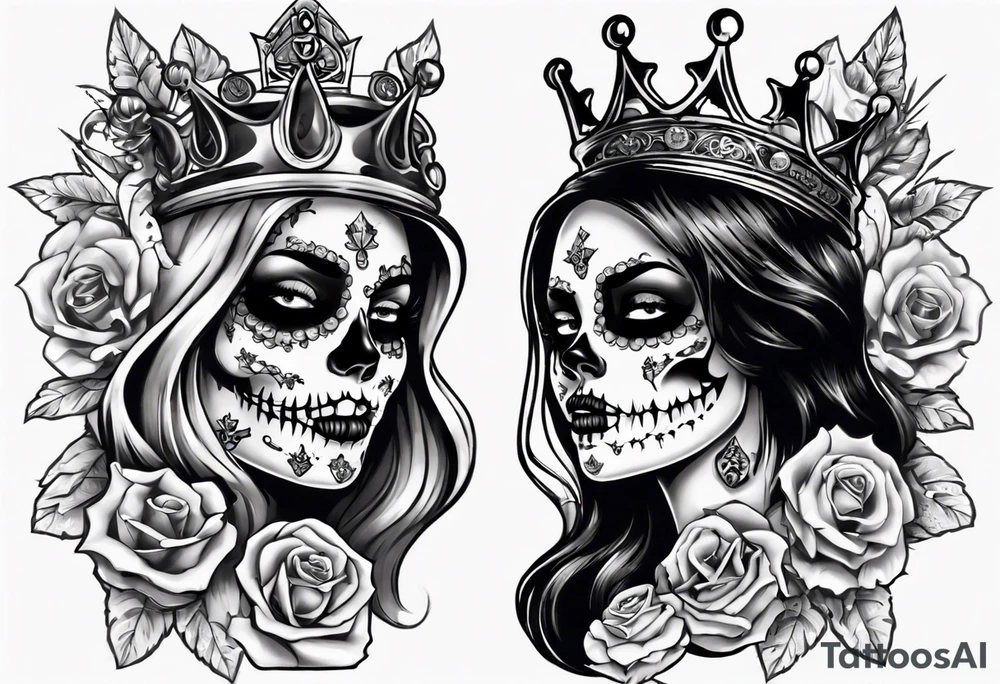 santa la muerta with money and crown
on the card tattoo idea