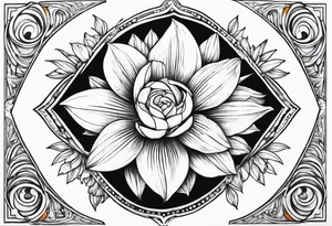 om symbol, sparrow, sunrays, staircase, cosmos, iris, daisy tattoo idea