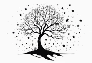 poison tree with no leaves and stars tattoo idea
