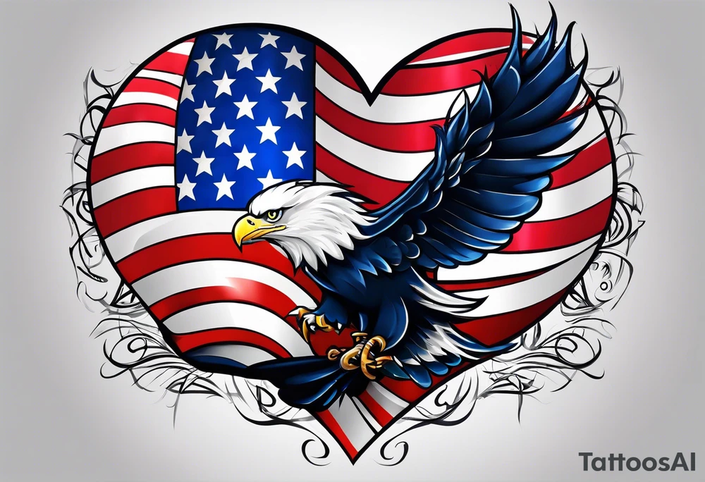 Make a tattoo an american flag that demonstrates the love and pride of my origins tattoo idea