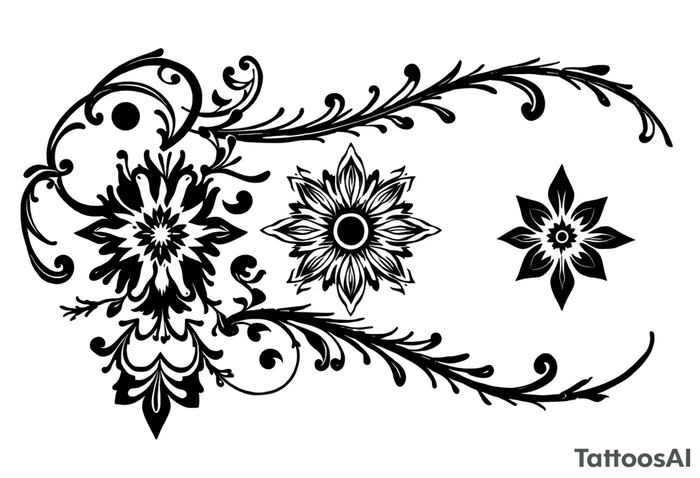 mytical shaman and witch ornament with ancient rhyme tattoo idea