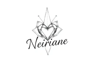 Pequena e delicada com o nome neiriane e um coração em cima pequeno tattoo idea