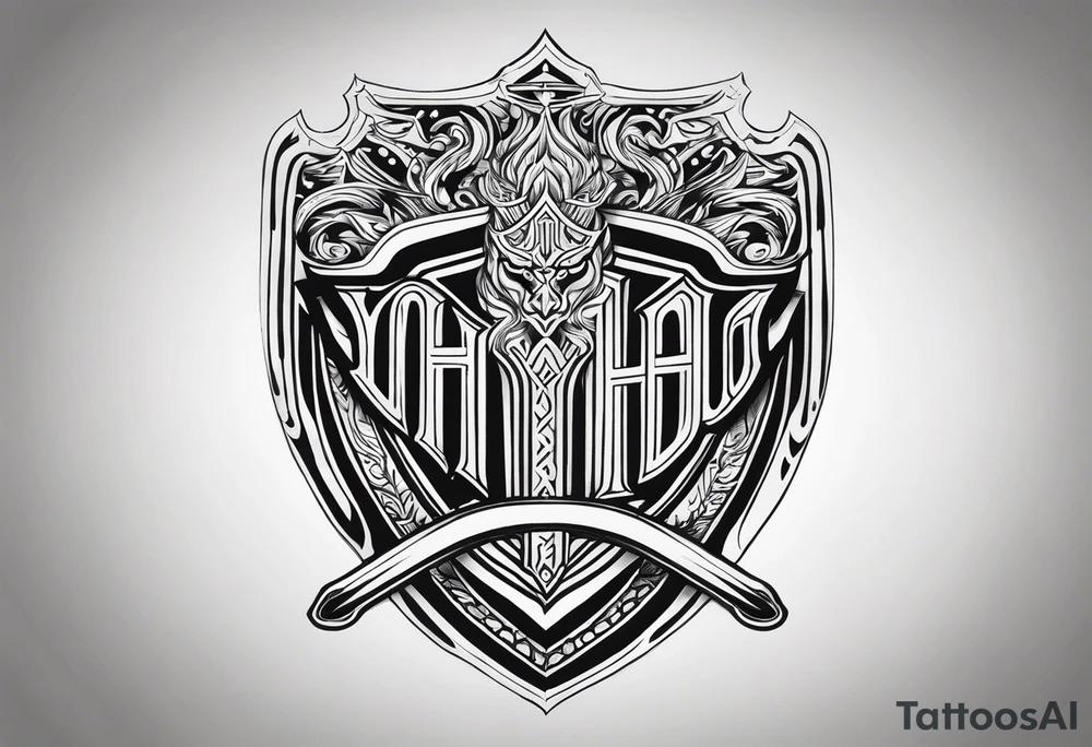 Valhalla sword shield fire tattoo idea