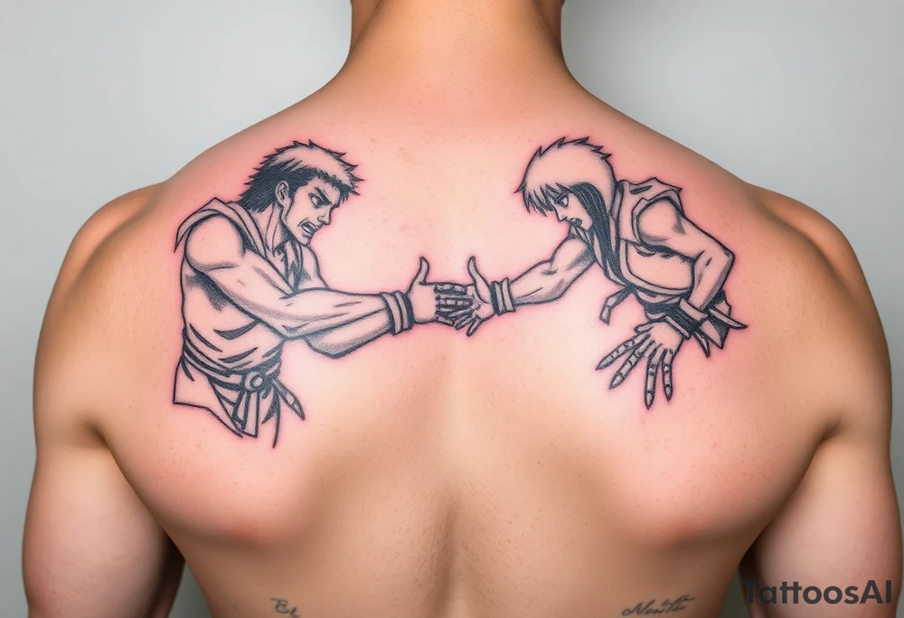 Anime fight scene tattoo idea