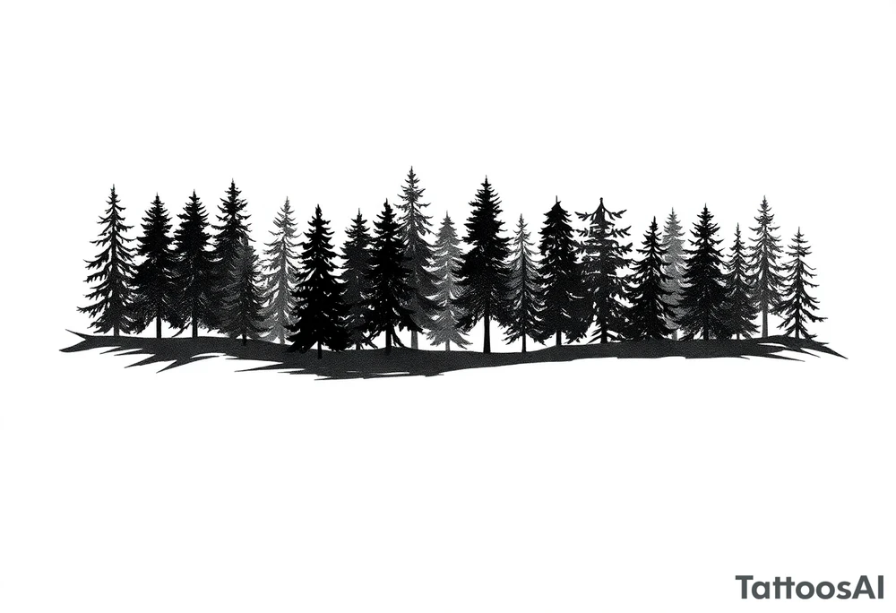 Coniferouse forest silhouette around the forearm a tattoo tattoo idea Coniferouse forest silhouette around the forearm a tattoo tattoo idea