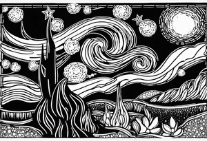 starry night van gogh, aquatic version tattoo idea