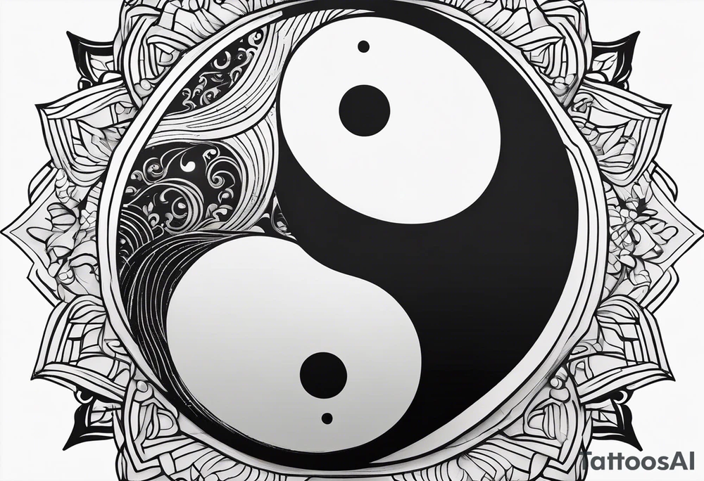 a simple yin yang symbol with water integrated tattoo idea