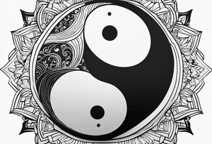a simple yin yang symbol with water integrated tattoo idea