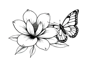 Magnolia flower, butterfly tattoo idea