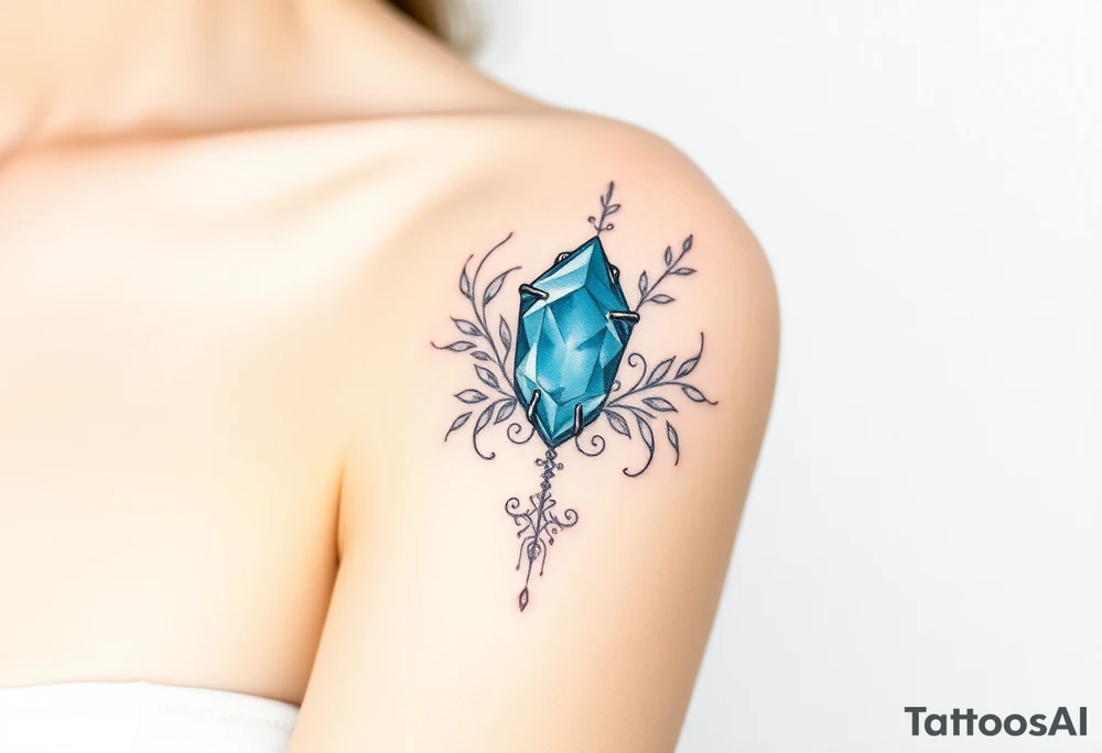 Witchy Aquamarine stone tattoo idea